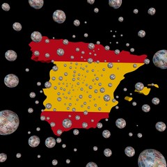 euro spheres and Spain map flag illustration