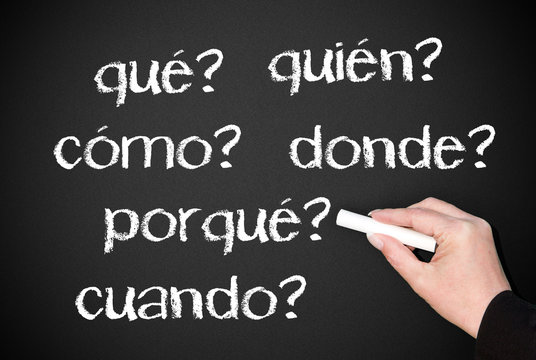 Blackboard with spanish questions