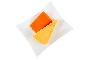 two pieces of french gourmet cheeses
