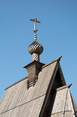 Fototapeta na wymiar Top of wooden church in Ples, Russia