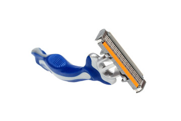 Blue shaving razor with clipping path
