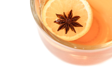 Anise star in hot tea Isolated