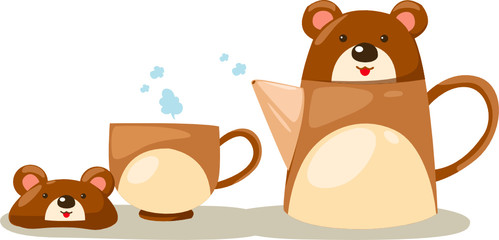 Set of bear pot and cup