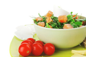 salad with smoked salmon and fromage