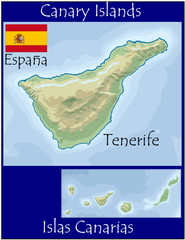 canary islands tenerife map flag emblem