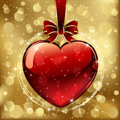 Valentines heart on golden background