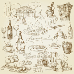 pizza-hand drawn collection - 38234728