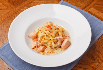 Fettuccine with salmon