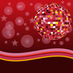 Fototapeta na wymiar Disco ball na czerwonym tle