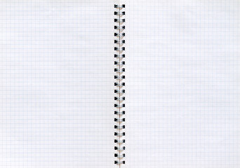 Notepad with a spiral binding and checkered sheets.