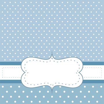 Sweet, blue polka dots vector card or invitation