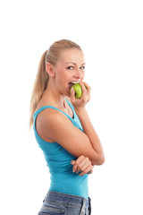 Woman and an apple