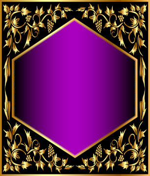 background frame with gold(en) grape pattern