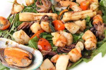 fried seafood close up