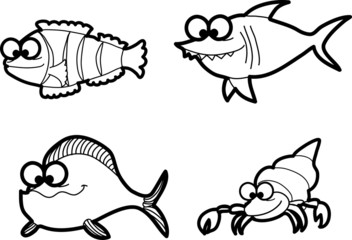 Морские рыбы, векторные иллюстрации