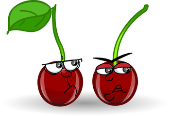 Мультфильм вишни с различными эмоциями, векторной графикой