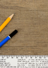 school accessory on wood