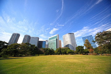 Hamarikyu gardens in Tokyo, Japan