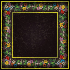 abstract grunge background with spring flowers