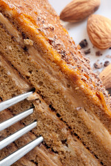Cake with almonds and chocolate