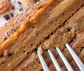 Cake with almonds and chocolate