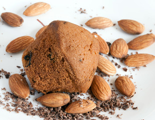 Cake with almonds and chocolate