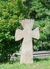 Cross made of stone in Ukraine