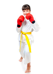 little girl in boxing gloves