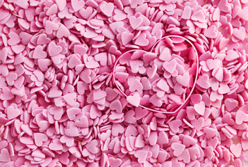Valentine background .Pink heart with candy .
