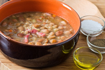 Borlotti bean and spelt soup.