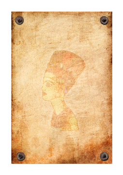 Old grunge antique paper texture queen Nefertiti
