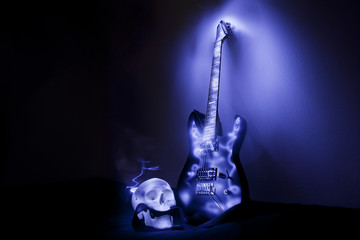 electric guitar with skull