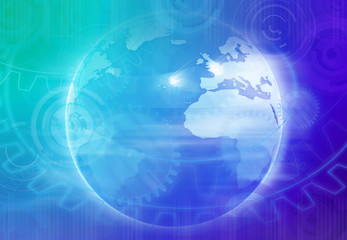 globe with tech elements