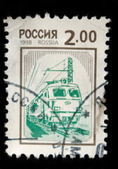 RUSSIA - CIRCA 1998: a stamp printed in Russia ,train electric l