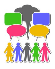 Social media people with speech balloons