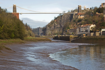 Landmark Victorian bridge over the river Avon at Bristol
