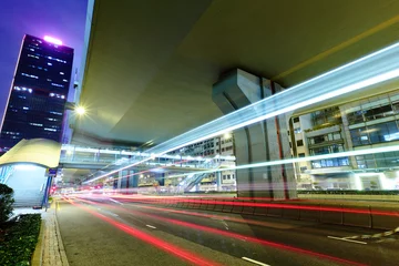 Acrylic prints Highway at night city night traffic light trails