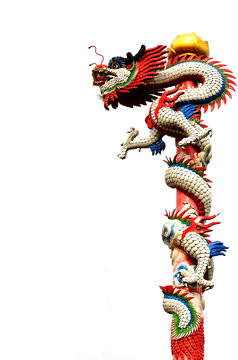 Chinese dragon statue isolated on the white backgroun