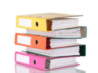 Office folders isolated on white.