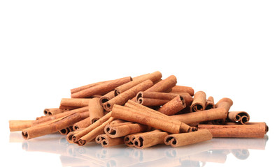 Cinnamon sticks isolated on white