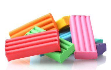 Children bright\ plasticine isolated on white