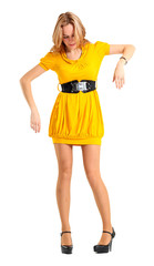 woman in yellow dress.