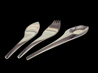 knife, fork and spoon