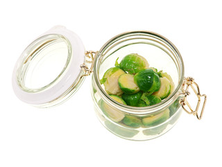 steamed vegetables in a jar