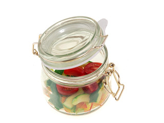 steamed vegetables in a jar