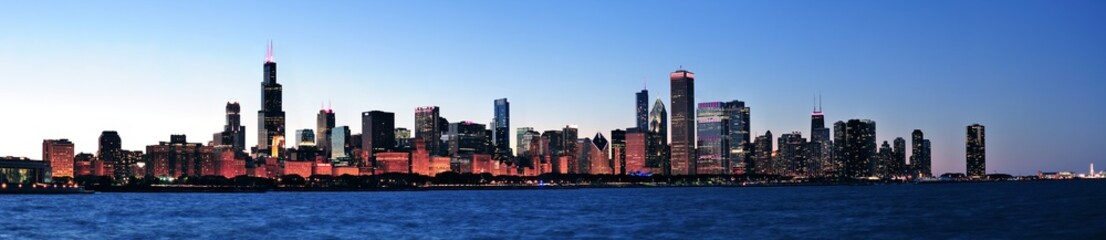 Fototapeta na wymiar Chicago night panorama