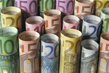 Euro, Banknoten, Geld, Währung, Geldscheine, Rollen
