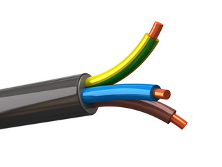 3d illustration of electrical cable wires