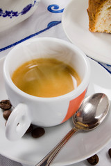 A smoking espresso coffee