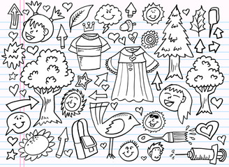 Notebook Doodle Sketch Design Elements Vector Set